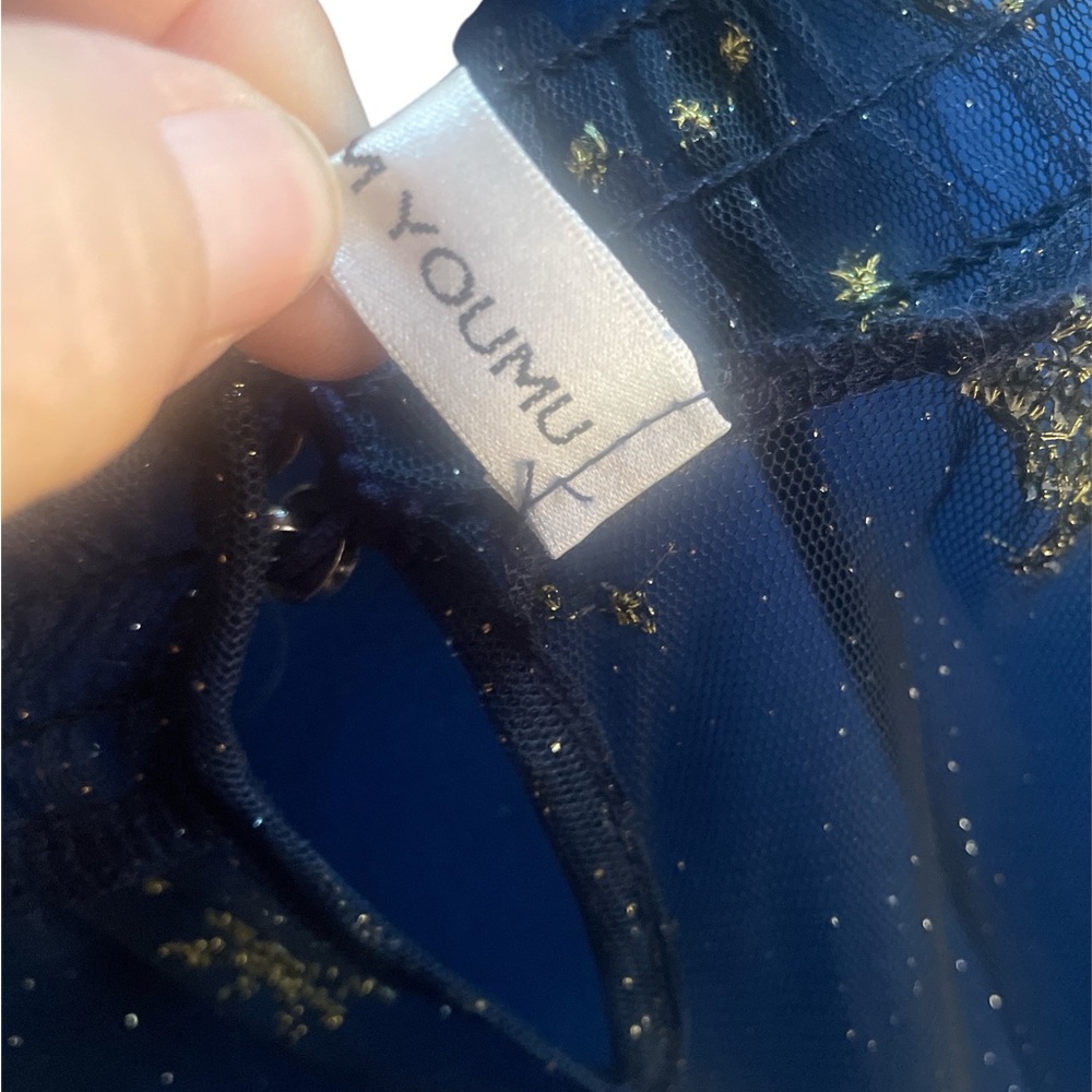 Youmu sheer navy blue celestial dress cover. stars and moons! - Picture 4 of 4